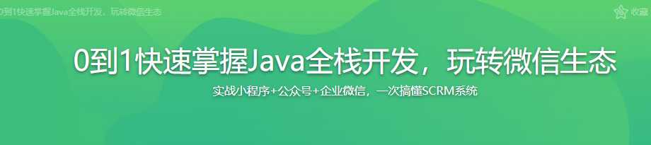 慕课实战 - 0到1快速掌握Java全栈开发，玩转微信生态[完结]