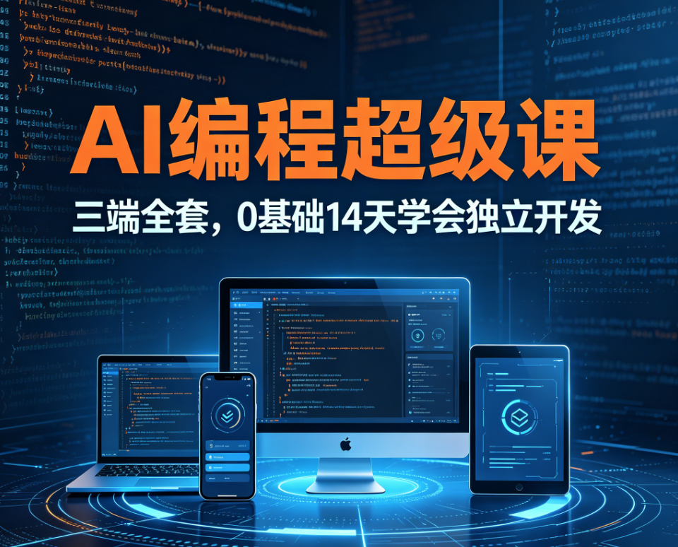 AI编程超级课三端全套，0基础14天学会独立开发