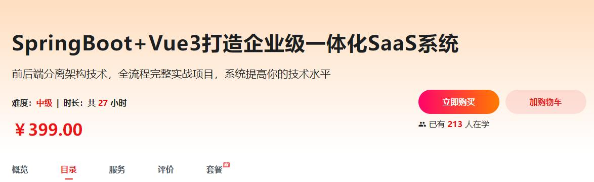 慕课实战 - SpringBoot+Vue3打造企业级一体化SaaS系统